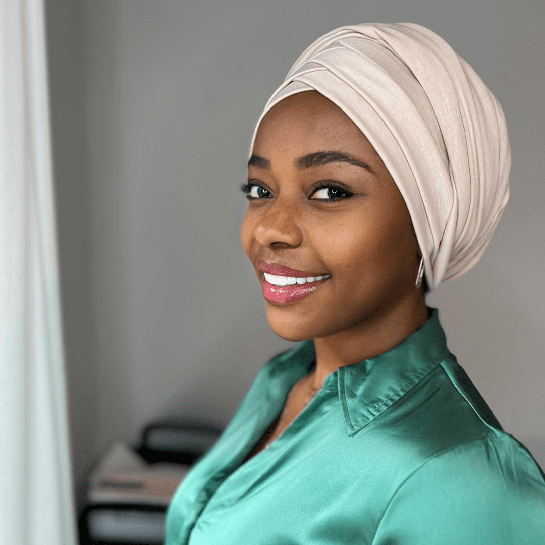 Adjustable Wrap Turban for Big Hair | Pre - Wrapped with Ties - Onestep Beauty Bar