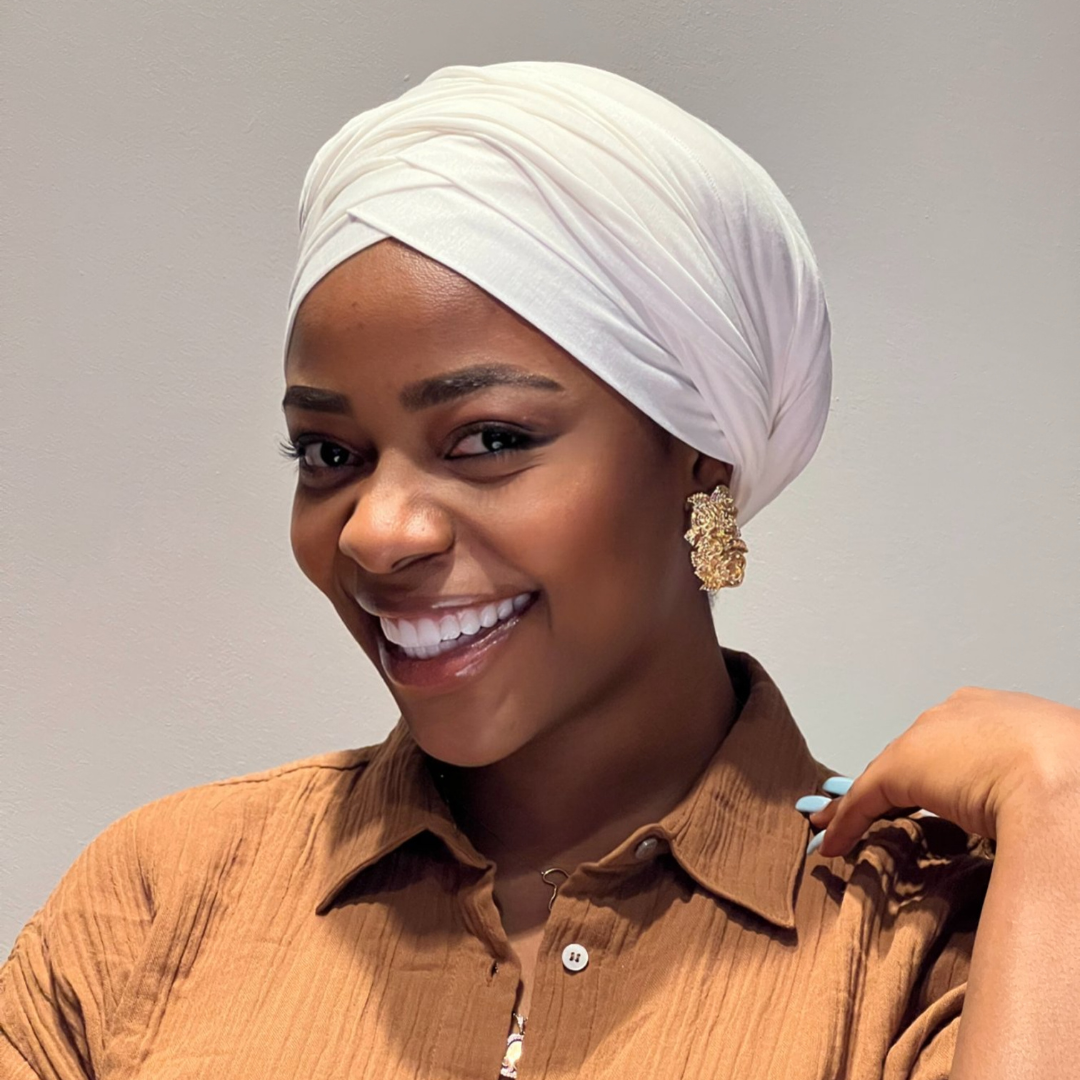 WHITE - EASY WRAP TURBAN