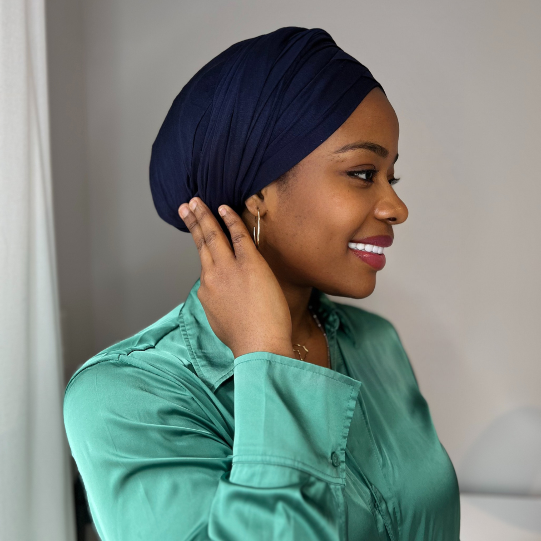 NAVY BLUE -  EASY WRAP TURBAN