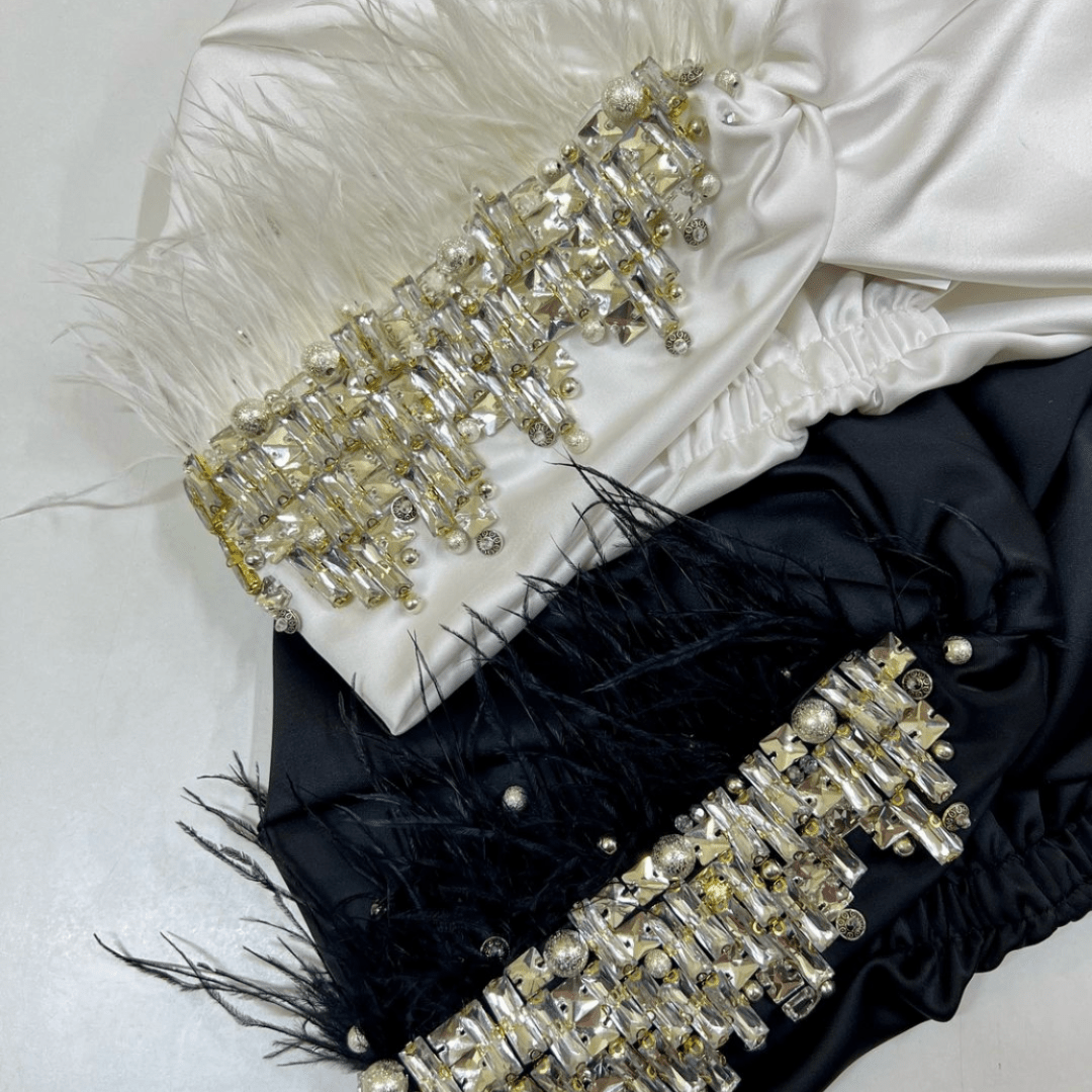 White Premium Satin Turban with Diamond Accents – Statement Headwrap - Onestep Beauty Bar