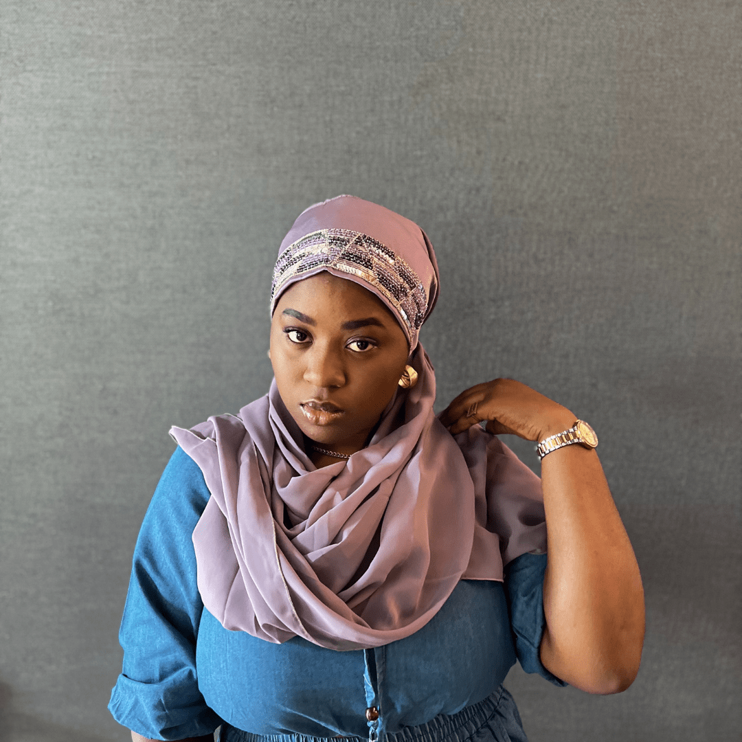 Embellished Satin Hybrid Wrap – Turban with Flowing Drape - Onestep Beauty Bar