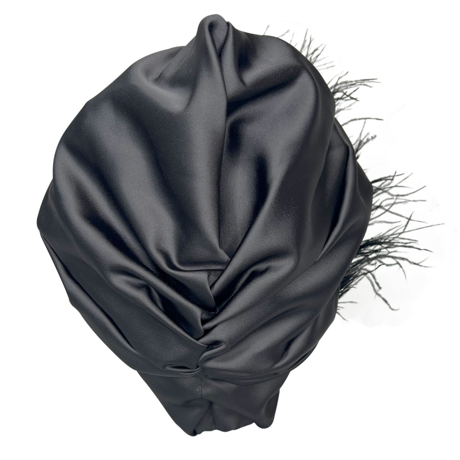 Black Premium Satin Turban with Diamond Accents – Statement Headwrap - Onestep Beauty Bar