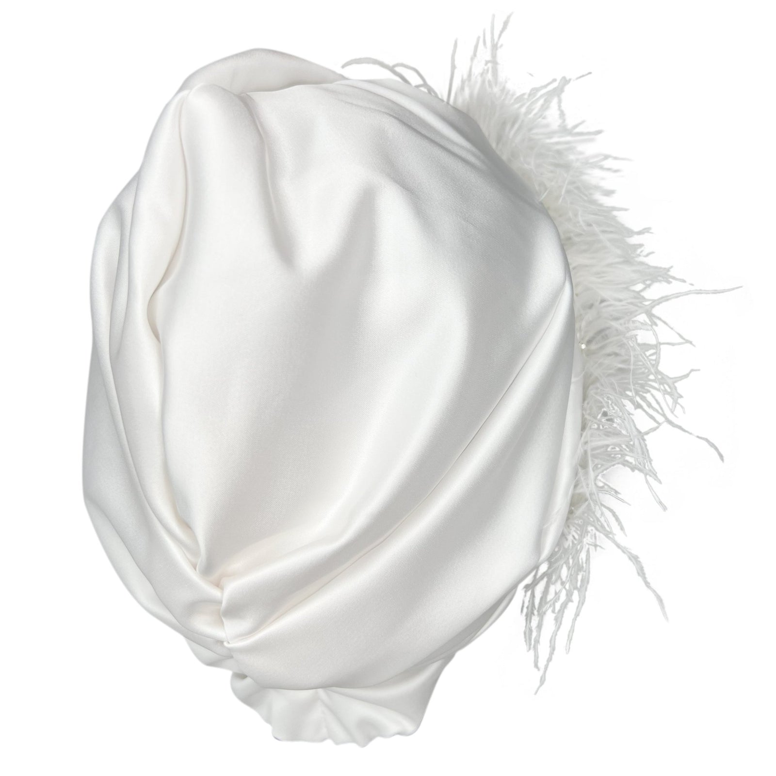 White Premium Satin Turban with Diamond Accents – Statement Headwrap - Onestep Beauty Bar