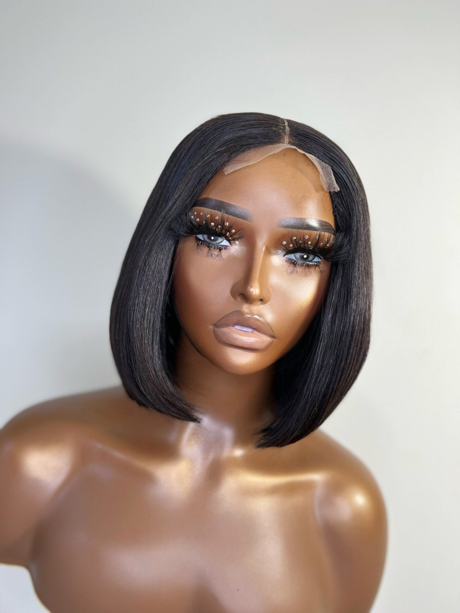 Miley Mini Bob 8" Wig: Ready to Wear, Human Hair, Transparent Lace, Medium Size - Onestep Beauty Bar